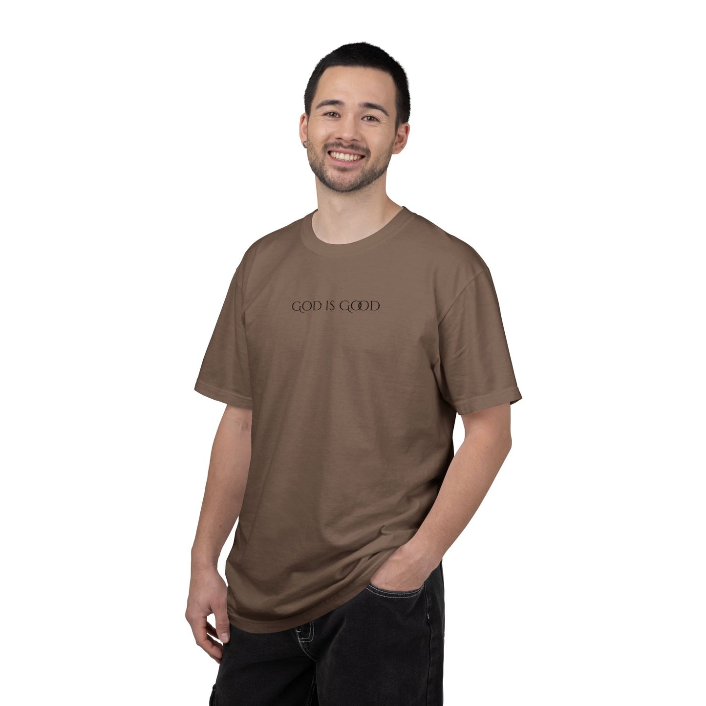 Embroidered God is Good Unisex Tee, Vintage Washed Shirt, Religious Graphic Tshirt, Faith Apparel, Inspirational Clothing