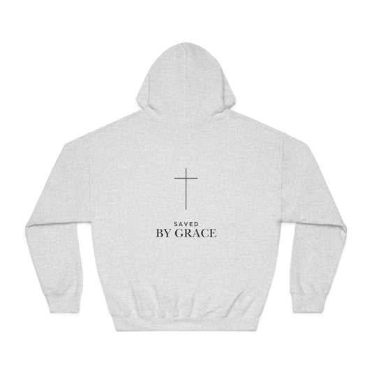 Saved by Grace Hoodie - Minimal Christian Cross Sweatshirt