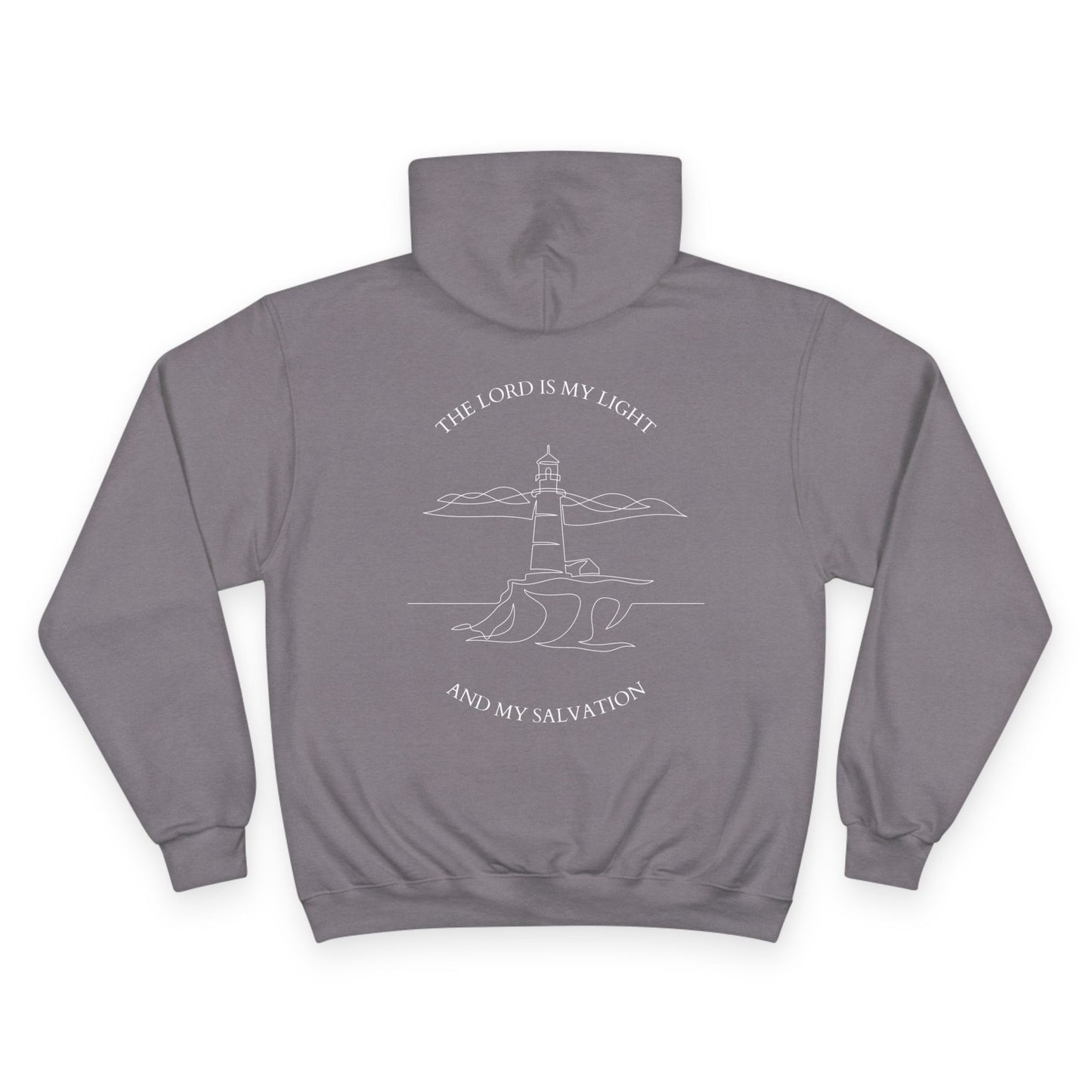 Champion Lighthouse Hoodie, Faith Sweatshirt, Cozy Gift for Spiritual Friends, Religious Apparel, Inspirational Quote Wear