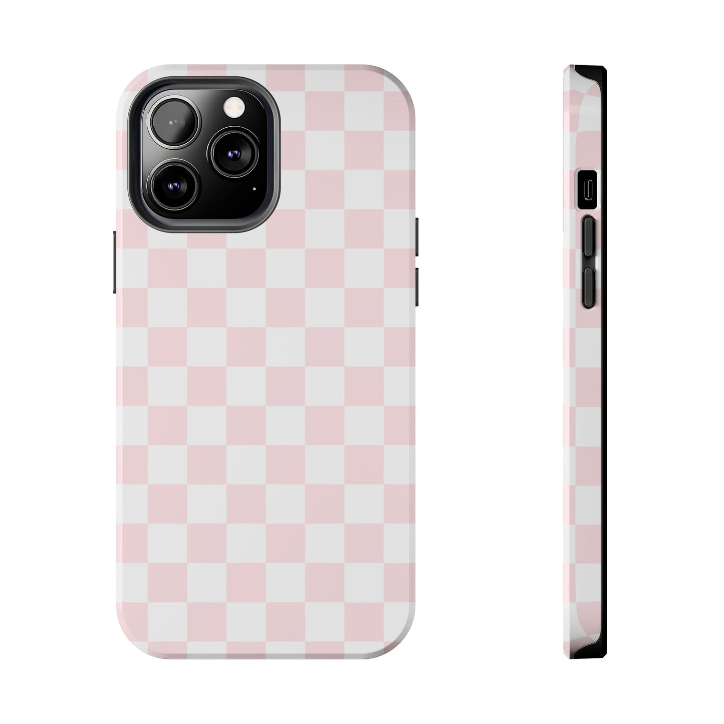 Pink Checker Tough Phone Case — Durable Protective Phone Cover with Pastel Checkered Design