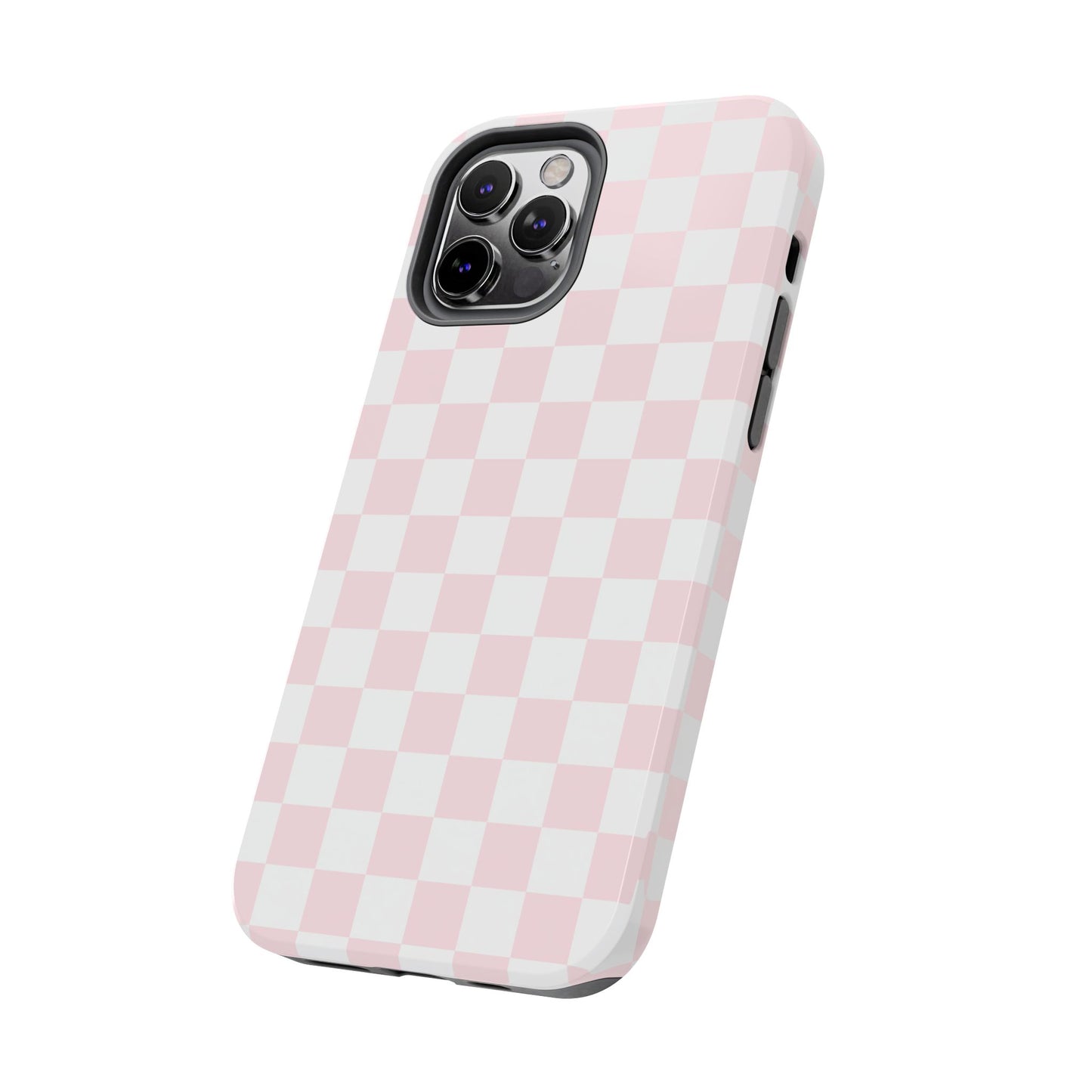 Pink Checker Tough Phone Case — Durable Protective Phone Cover with Pastel Checkered Design