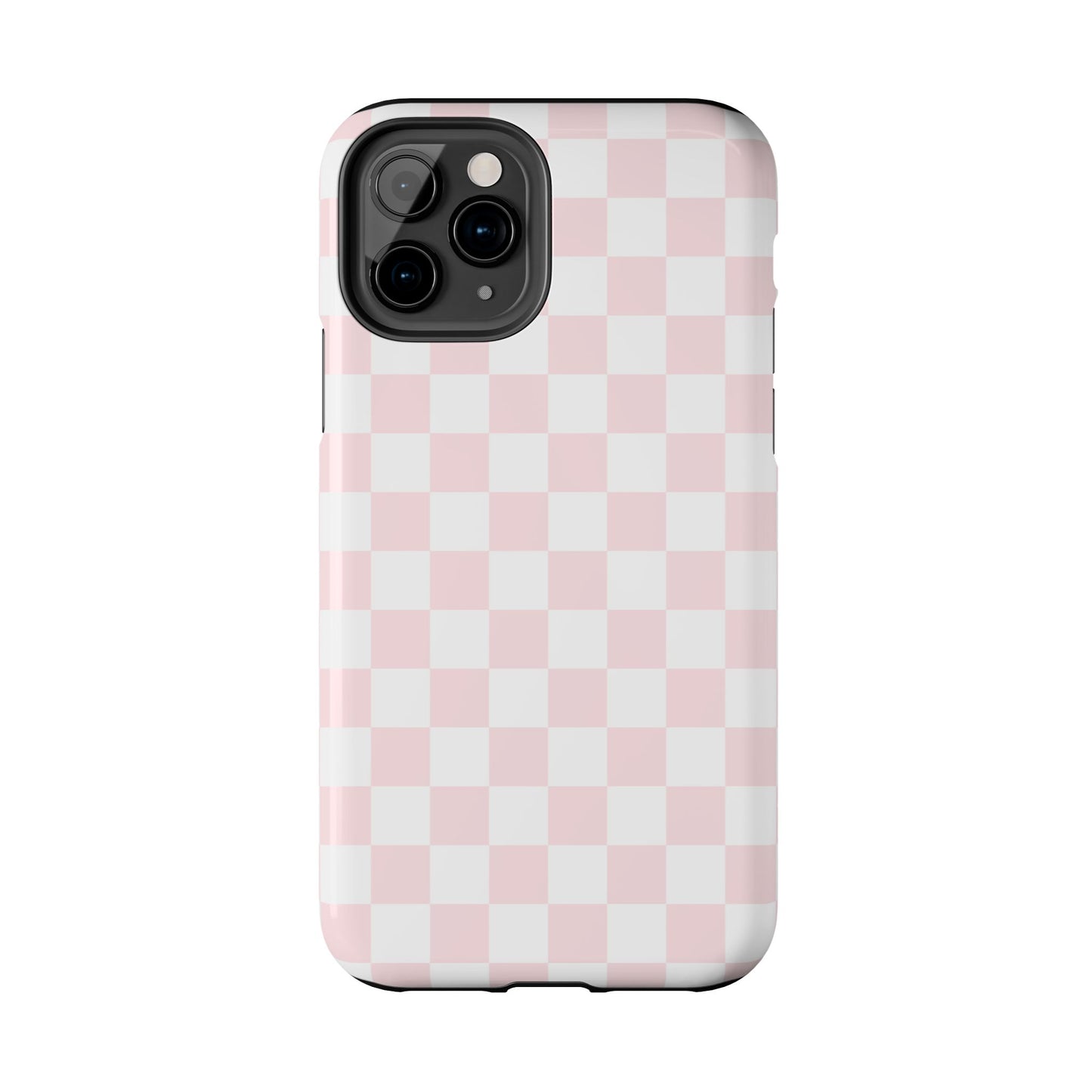 Pink Checker Tough Phone Case — Durable Protective Phone Cover with Pastel Checkered Design