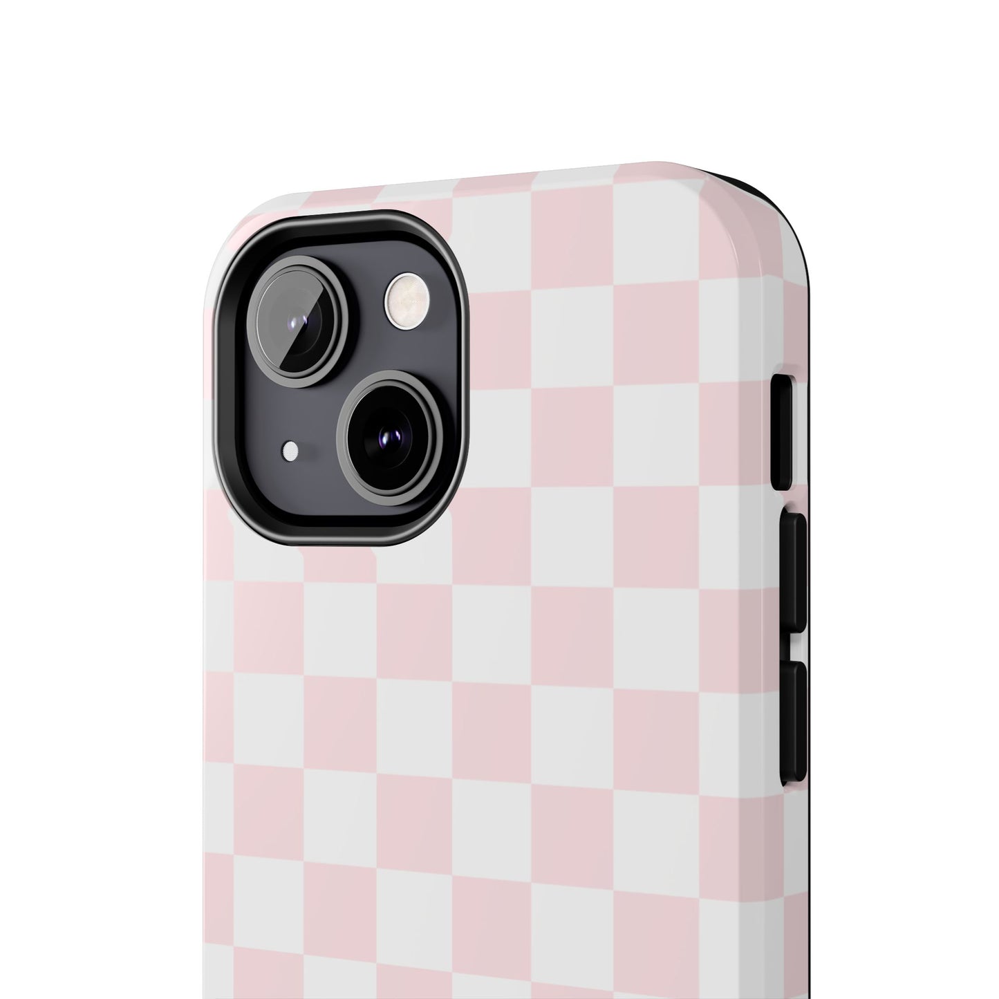 Pink Checker Tough Phone Case — Durable Protective Phone Cover with Pastel Checkered Design